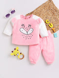 Moms Love Infant Girls Embroidered Sweatshirt With Joggers
