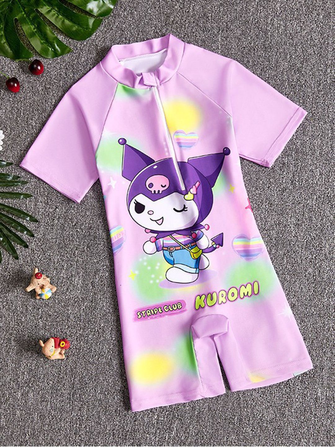 YK Girls Printed Round Neck Legsuit