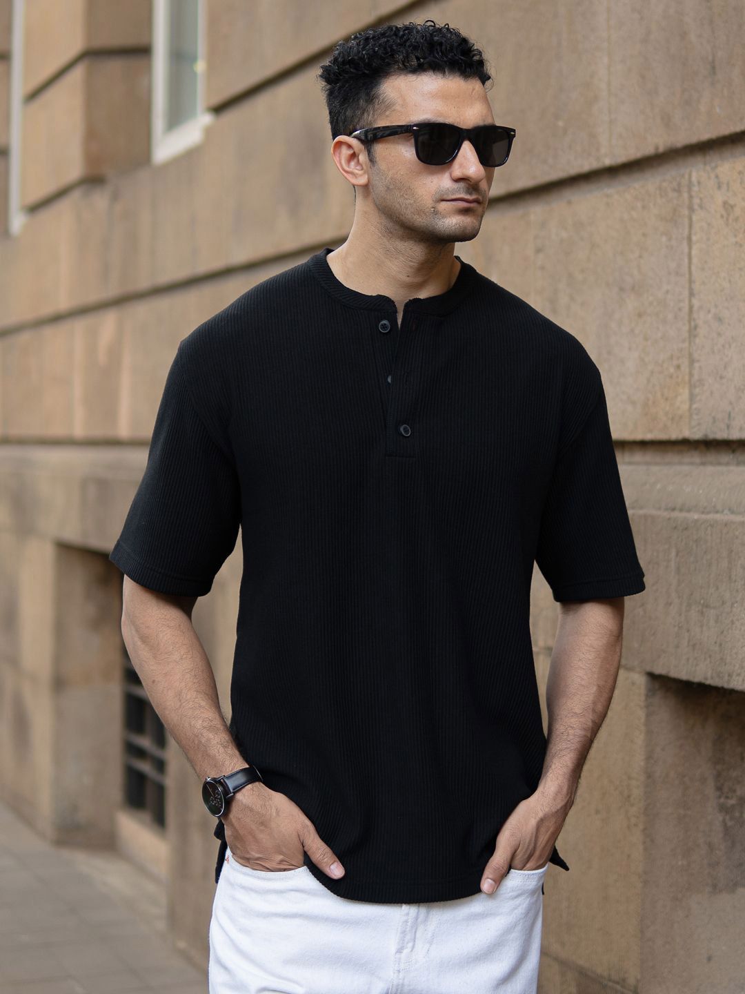 Powerlook Men Drop-Shoulder Sleeves T-shirt