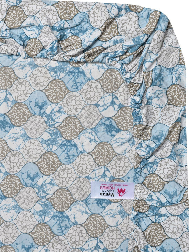Myntra Elegant Homes Blue & Green Floral 300 TC King Bedsheet with 2 Pillow Covers