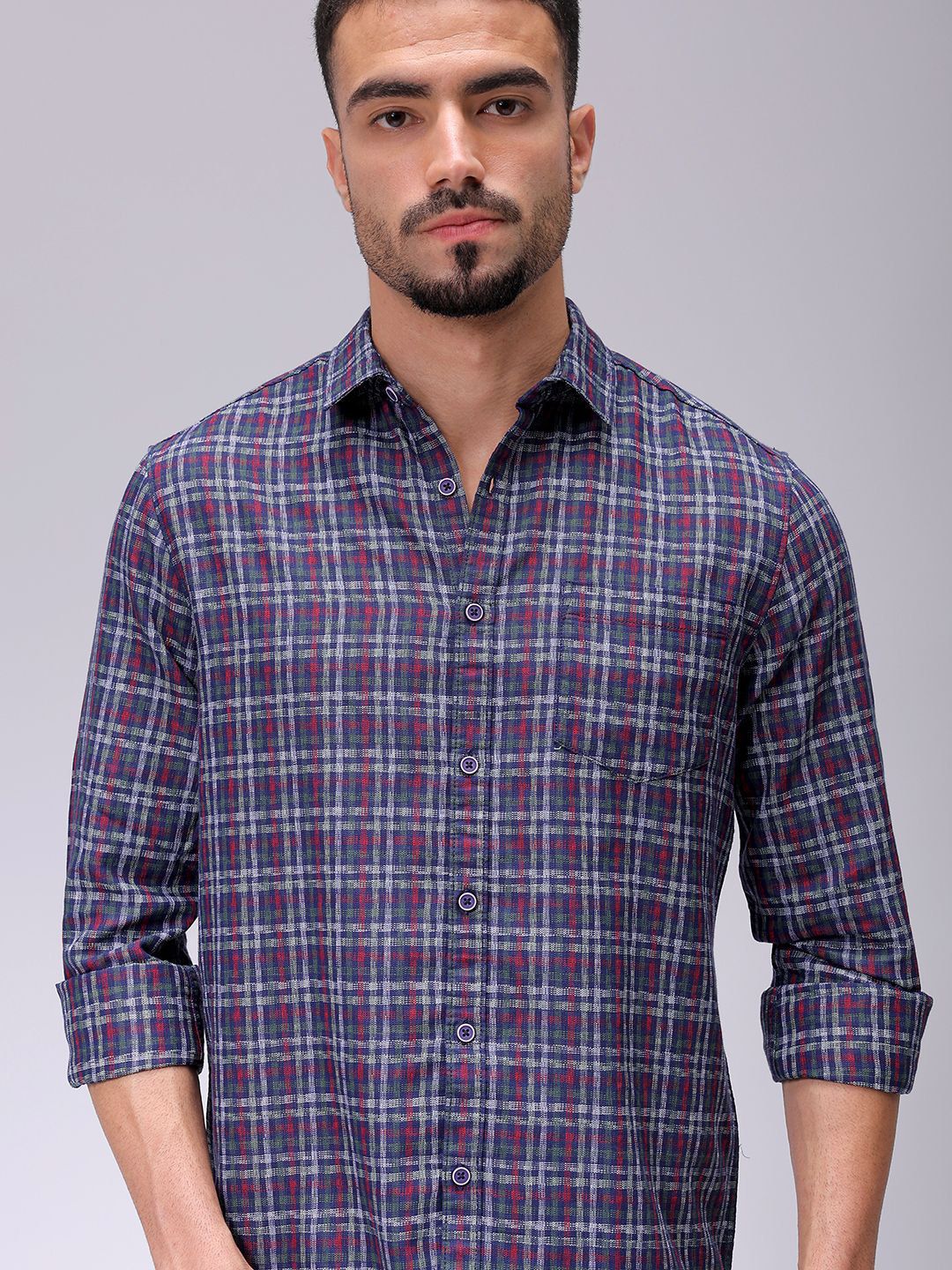 The Indian Garage Co Men Slim Fit Opaque Checked Casual Shirt