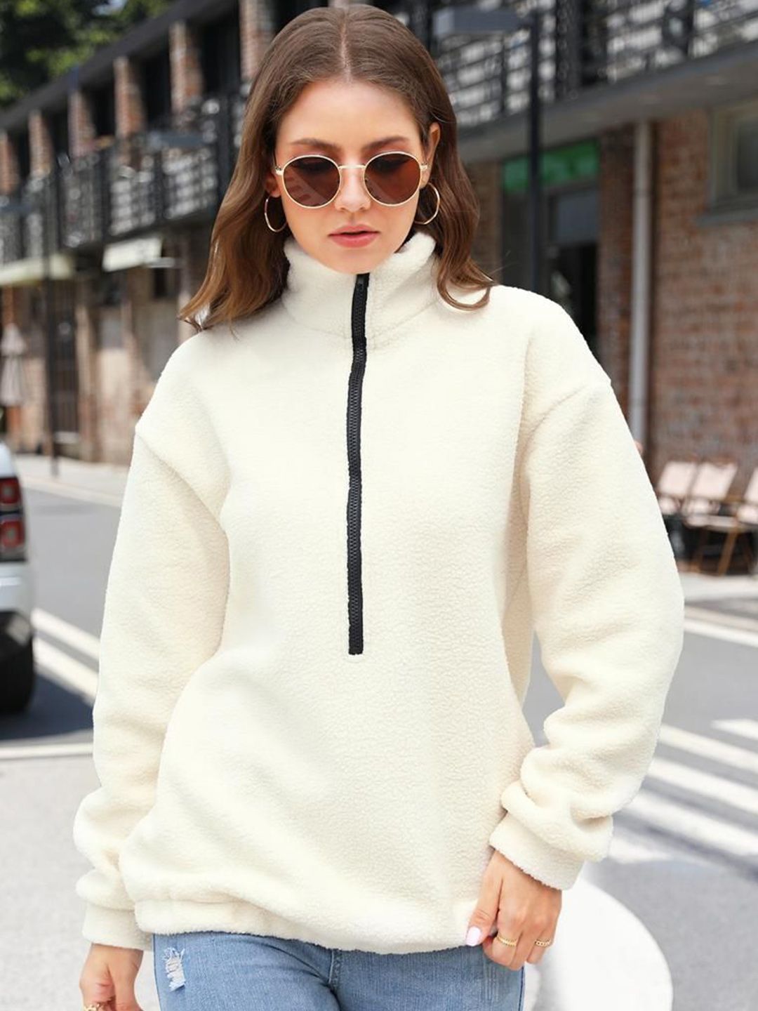 DressBerry Women Mock Collar Sweatshirt