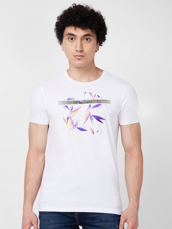 SPYKAR Round Neck Short Sleeves Printed Slim Fit Cotton T-shirt