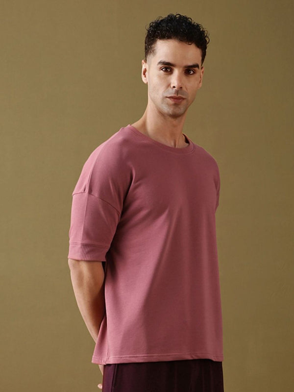 DILLINGER Men Solid Ultra Soft Drapey Cotton Oversized Drop Shoulder T-Shirt