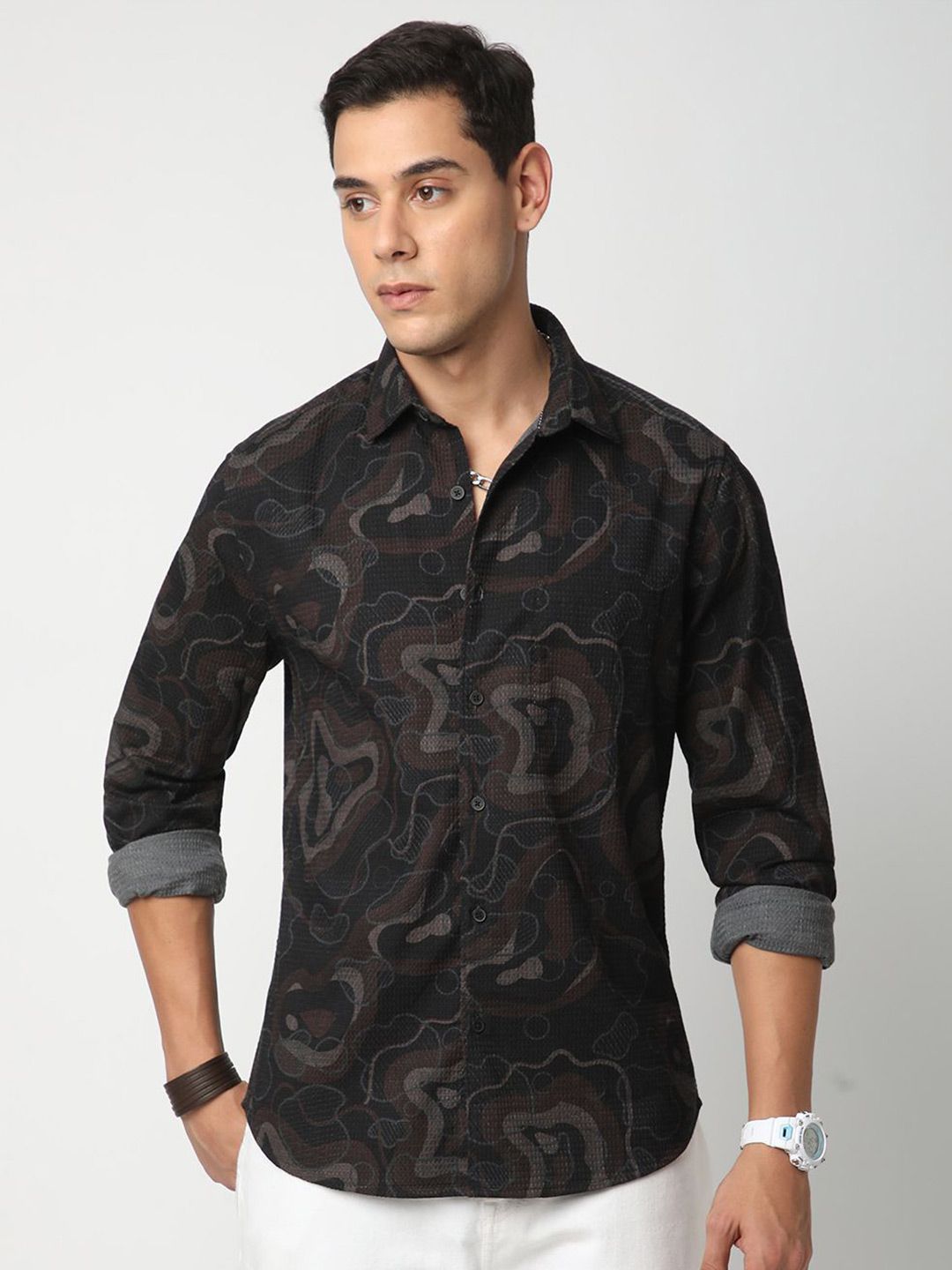 VASTRADO Men Classic Slim Fit Opaque Casual Shirt