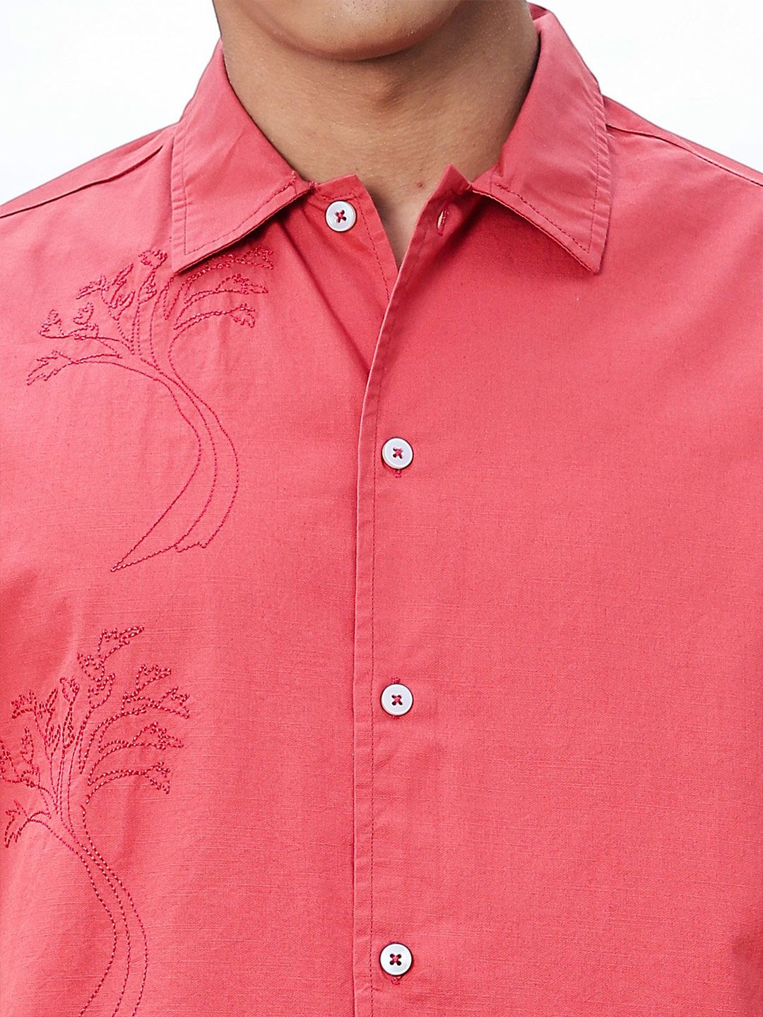 Thomas Scott Men Premium Floral Embroidered Casual Shirt