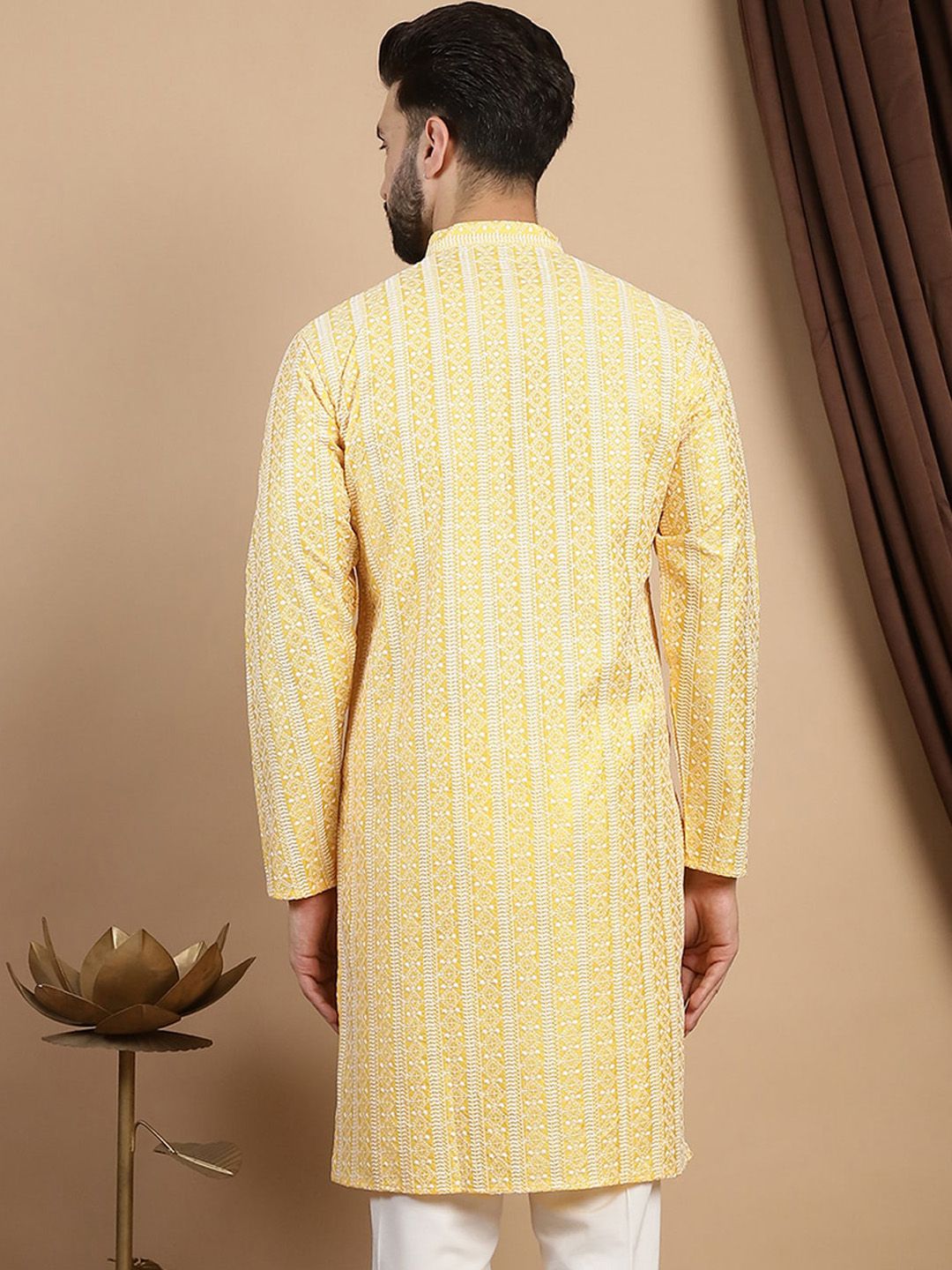 Anouk Embroidered Mandarin Collar Cotton Straight Kurta