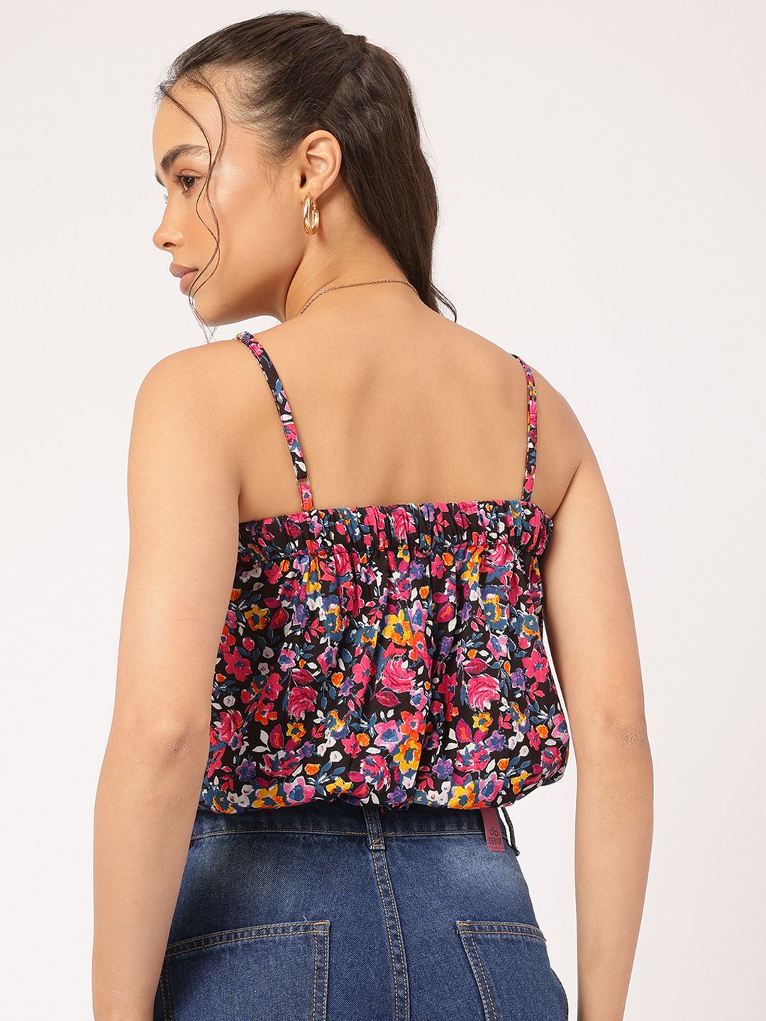 DressBerry Bloom & Beyond Floral Print Crop Blouson Top