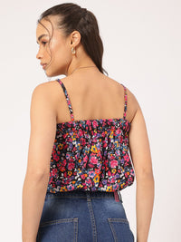 DressBerry Bloom & Beyond Floral Print Crop Blouson Top