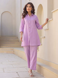 Janasya Shirt Collar Pure Cotton Tunic & Trousers Co-ords