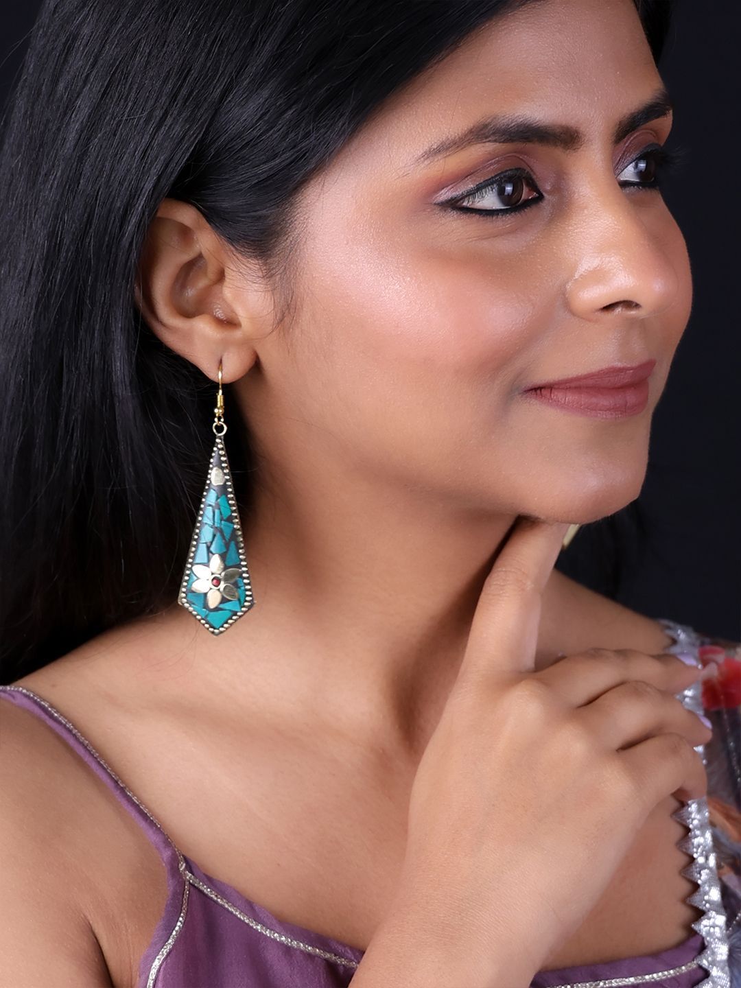 Anting-anting Drop Kontemporari Bersalut Emas Anouk Cubic Zirconia