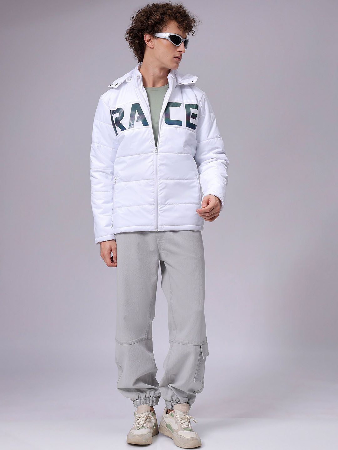 The Indian Garage Co Men Puffer Jacket with Patchwork