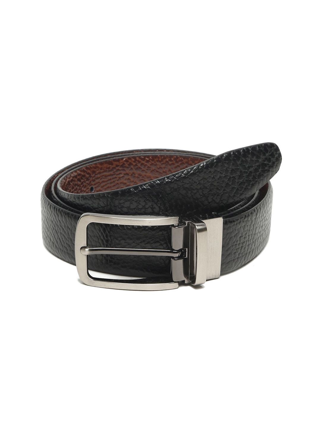 Teakwood Leathers Men Textured Leather Reversible Formal Belt