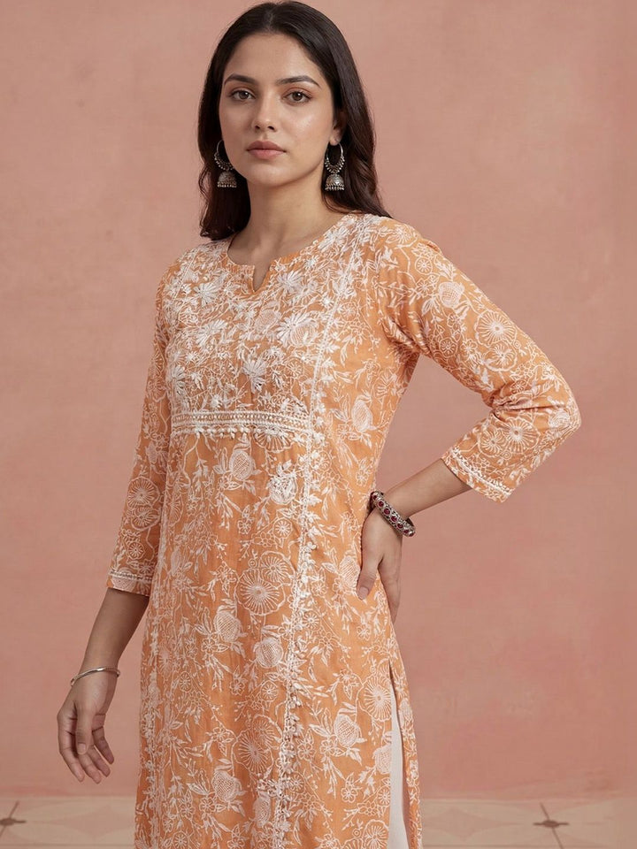 Rumah Wanita Chikankari Kurta Chikankari Sulaman Bunga