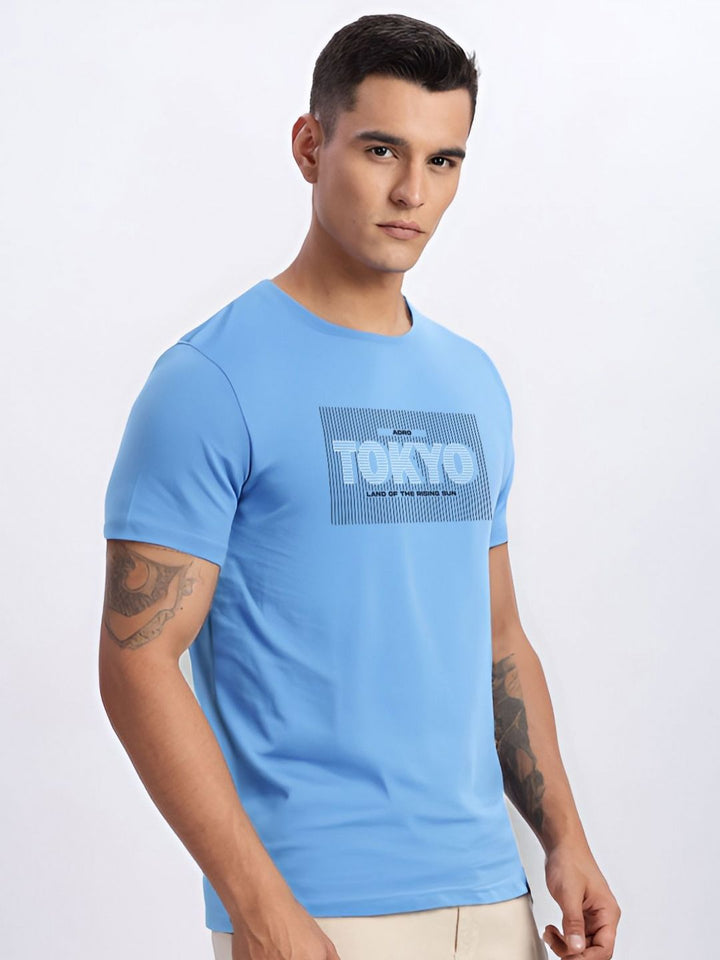 ADRO Typography Printed Round Neck Cotton T-shirt
