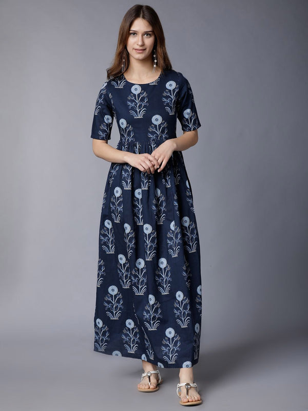 Vishudh Women Cotton Ethnic Motifs Printed Maxi Dress