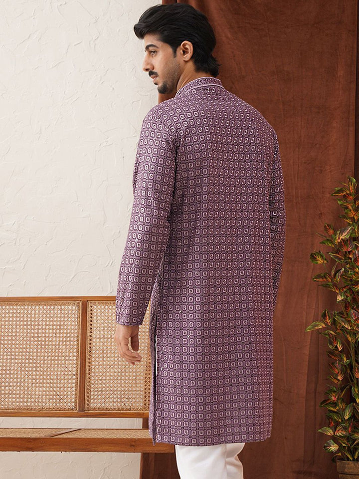 Jompers Men Geometric Embroidered Sequinned Kurta