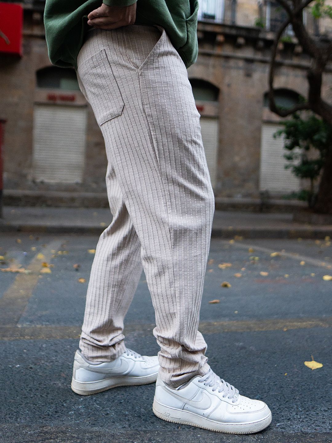 Powerlook Men Beige Regular Fit Crushed Drop Needle Track Pant