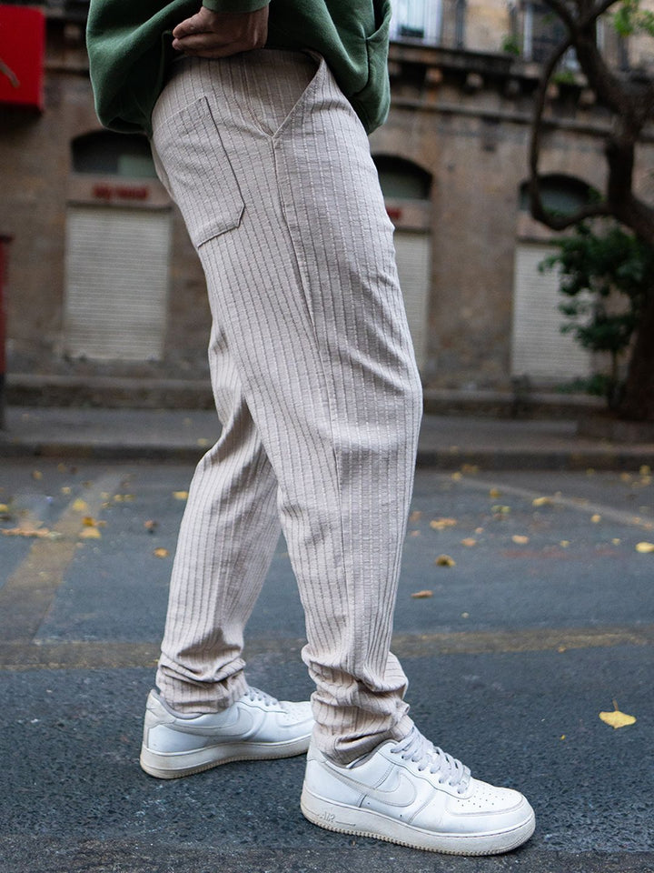 Powerlook Men Beige Regular Fit Crushed Drop Needle Track Pant
