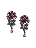 PANASH Silver-Plated Cubic Zirconia Studded Contemporary Drop Earrings