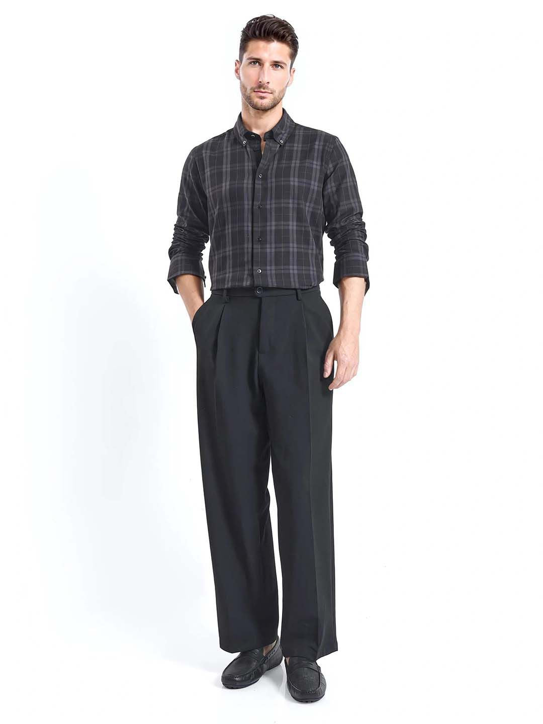 RARE RABBIT Men Comfort Button-Down Collar Tartan Checked Cotton Casual Shirt