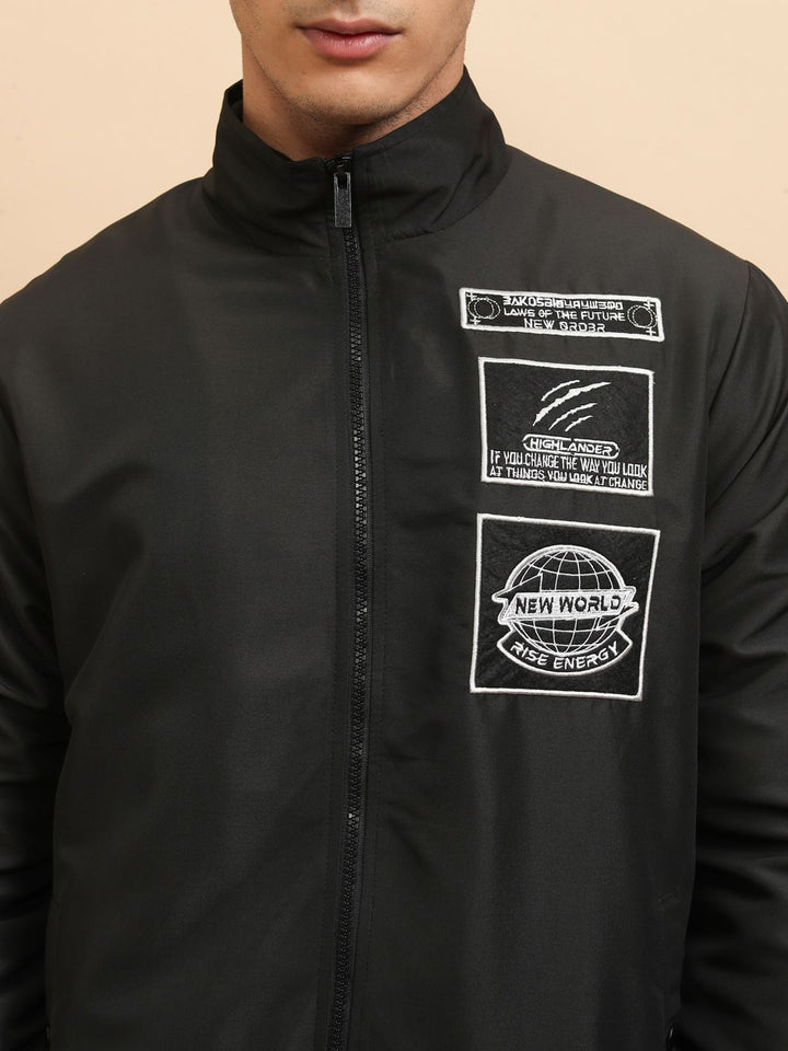 HIGHLANDER Men Crop Outdoor Bomber with Patchwork Jacket