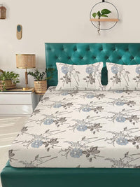 KLOTTHE Floral 300 TC Cadar King Berwarna Krim dengan 2 Sarung Bantal