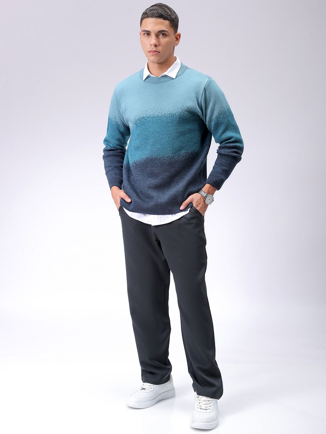 The Indian Garage Co Men Long Sleeves Colourblocked Pullover