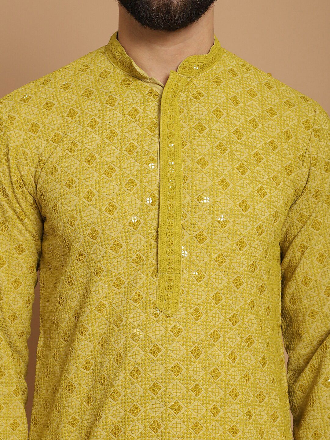 Anouk Sequinned Embroidered Regular Pure Cotton Kurta & Churidar