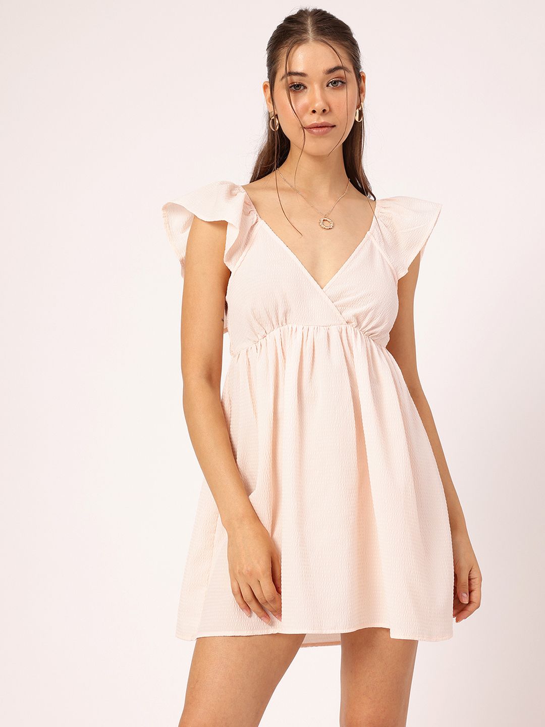 DressBerry Flutter Queen Seersucker Cut Out Detail Mini Dress