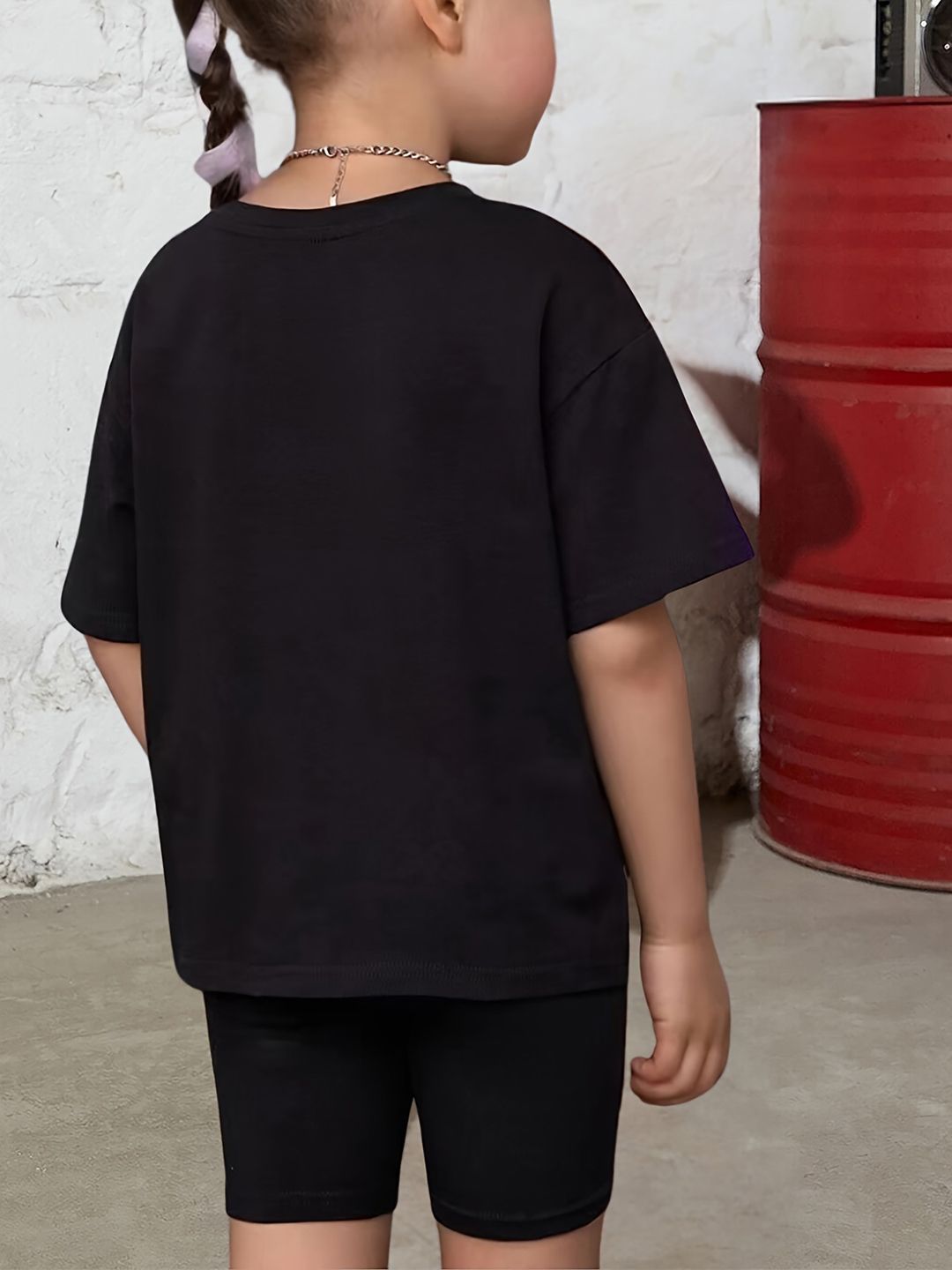 YK Girls Dicetak T-shirt dengan seluar pendek