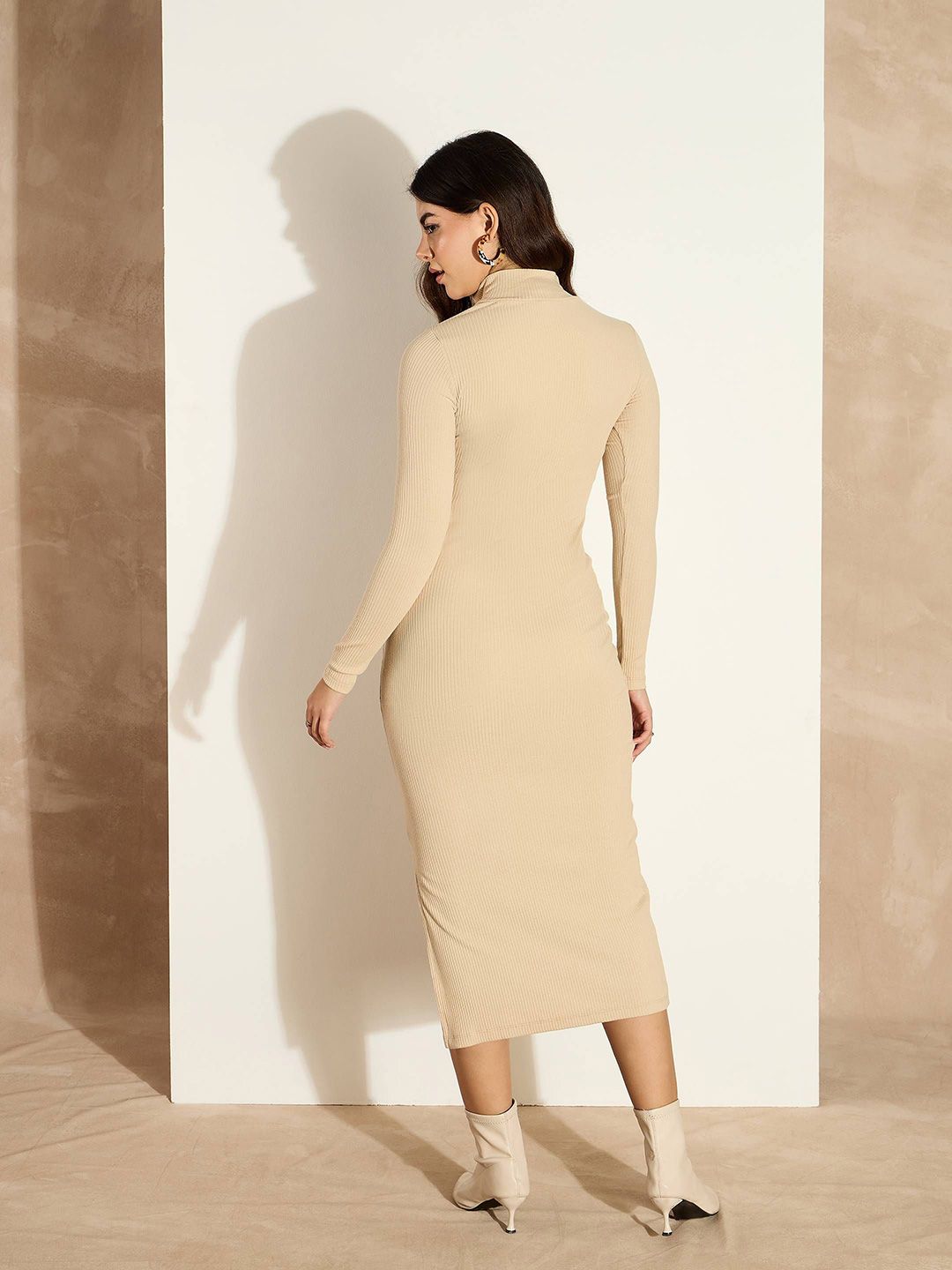 SASSAFRAS High Neck Bodycon Midi Dress