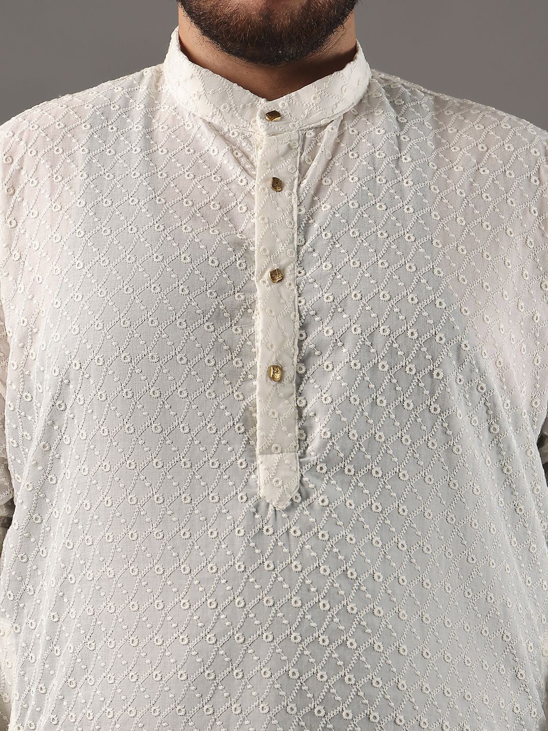 SOJANYA PLUS Plus Size Men Ethnic Motifs Embroidered Pure Cotton Kurta With Pyjamas