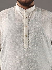 SOJANYA PLUS Plus Size Men Ethnic Motifs Embroidered Pure Cotton Kurta With Pyjamas