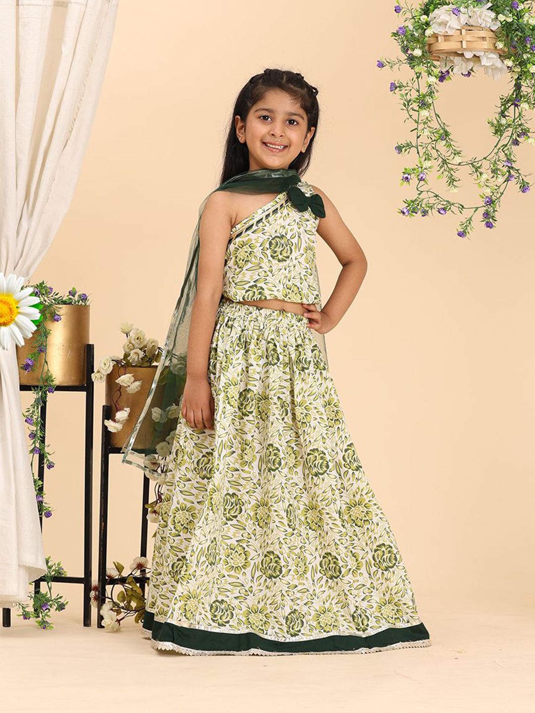 Cutiekins Girls Printed Ready to Wear Lehenga & Blouse With Dupatta