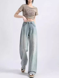 DressBerry Women Cotton Relaxed Fit Embellished High-Rise Light Fade Jeans