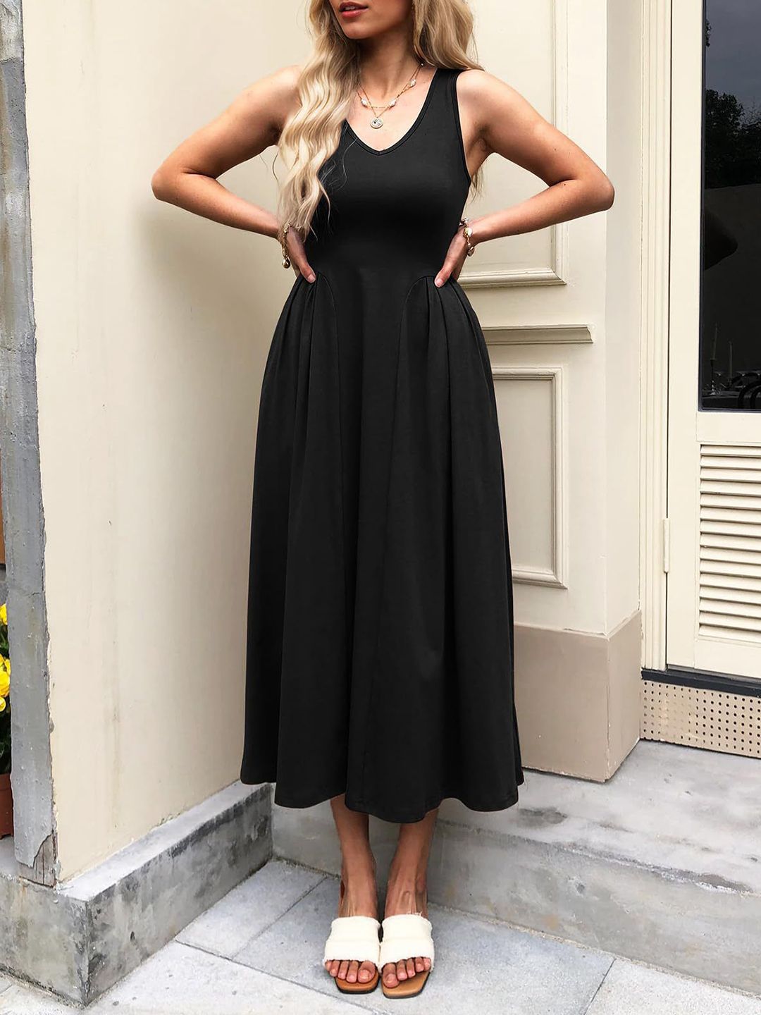 DressBerry Women Solid A-Line Midi Dress