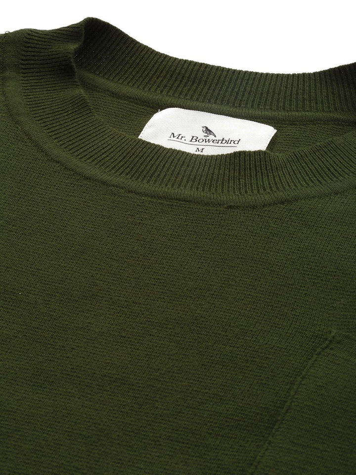 Mr Bowerbird Men Olive Green Solid T-shirt