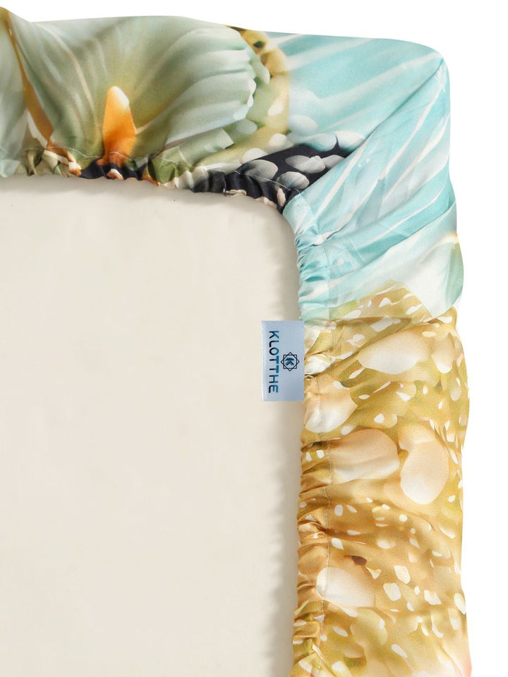 KLOTTHE Blue Floral Printed 400 TC Cadar King Superfine