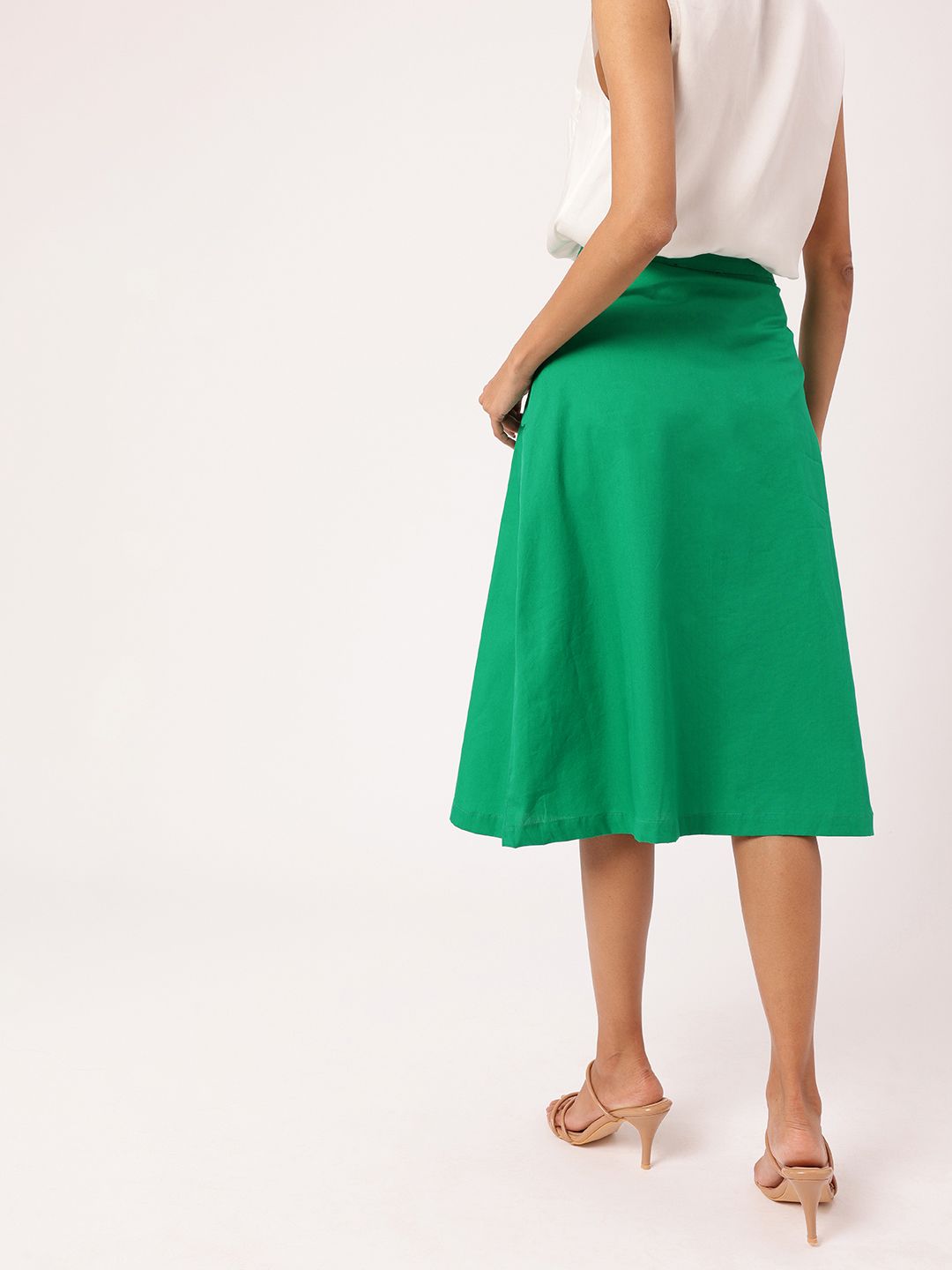DressBerry Women Feminine Graceful Fresh Mock Button Pocket A-Line Skirt