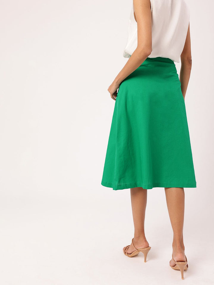 DressBerry Women Feminine Graceful Fresh Mock Button Pocket A-Line Skirt