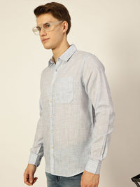 Thomas Scott Men Checked Linen Blend Slim Fit Casual Shirt