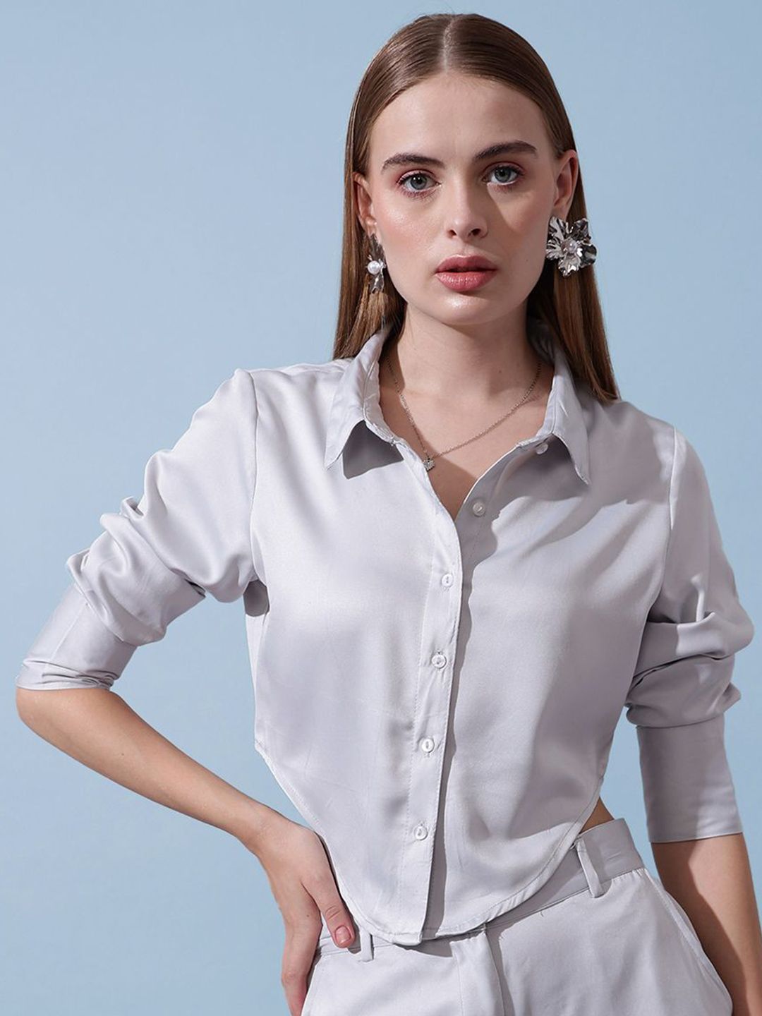 STREET 9 Women Solid Shirt Collar Top