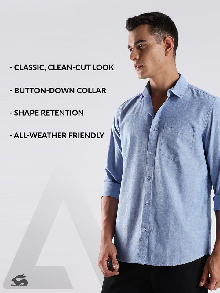 ADRO Men Standard Fit Solid Button-Down Collar Cotton Casual Shirt