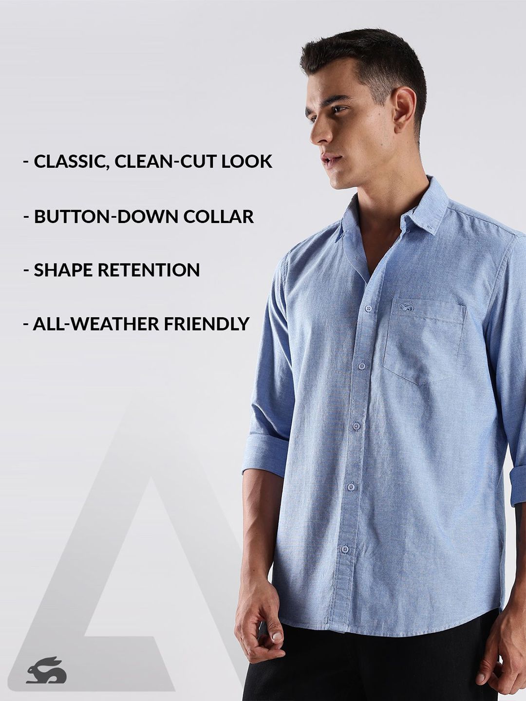 ADRO Men Standard Fit Solid Button-Down Collar Cotton Casual Shirt