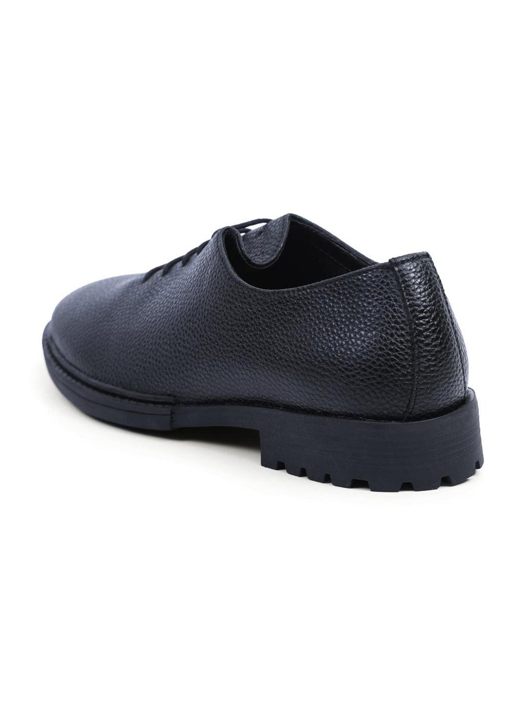 MONKSTORY Men Black Pebble Grain Textured Hybrid Slip-On Formal Shoes