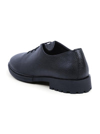MONKSTORY Men Black Pebble Grain Textured Hybrid Slip-On Formal Shoes