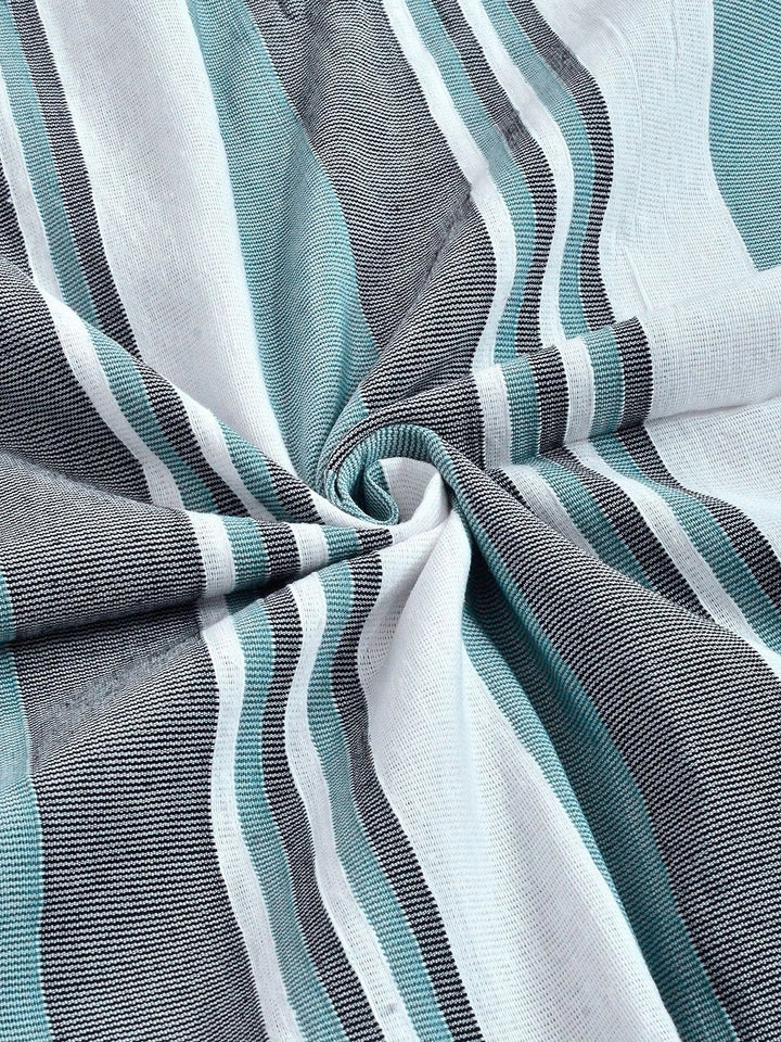 Myntra Elegant Homes Green Striped Pure Cotton Double Bedcover With 2 Pillow Cover
