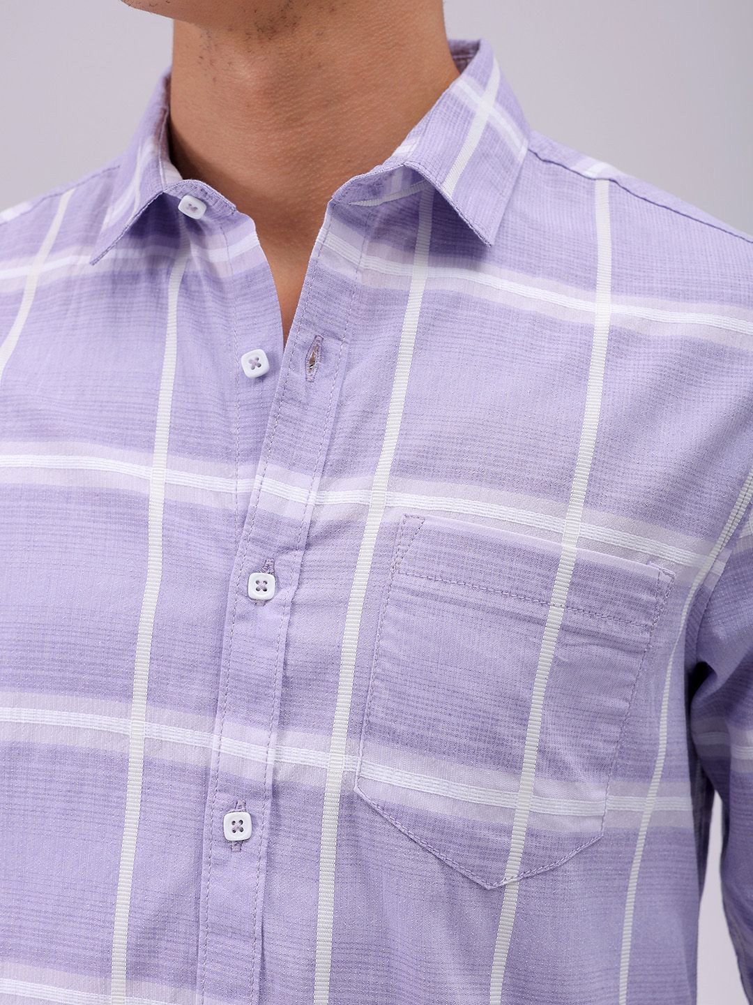 The Indian Garage Co Men Cutaway Collar Checked Cotton Slim Fit Casual Shirt