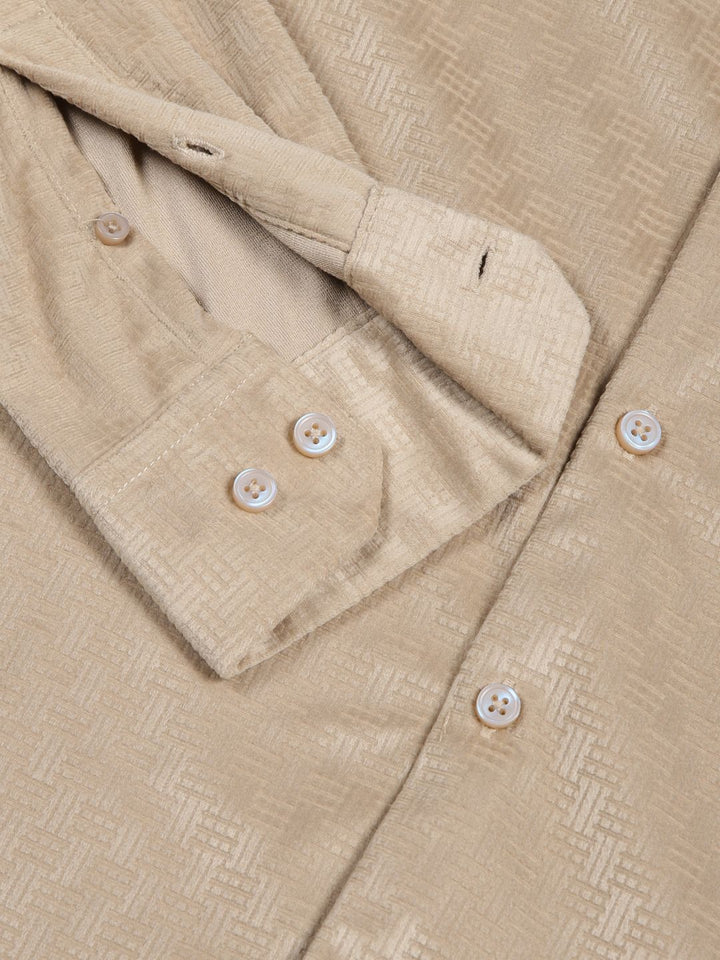 Thomas Scott Men Classic Spread Collar Textured Solid Slim Fit Casual Shirt